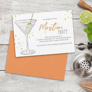 Aquarell süße Martini-Party skurrile lustige Geträ Einladung