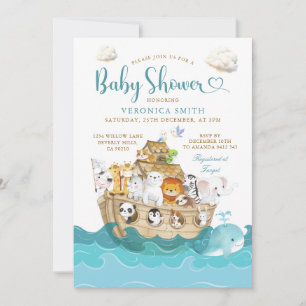 Aquarell Süße Noahs Arche Baby Shower Abenteuer Einladung