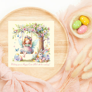 Aquarell Süße Ostern Frühling Fee Feiertagskarte