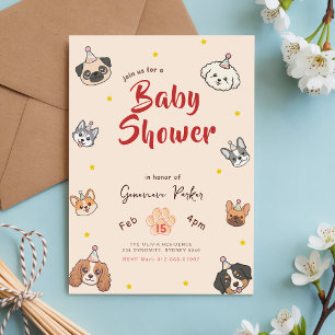 Aquarell Süße Welpen-Hunde-Baby-Party Einladung