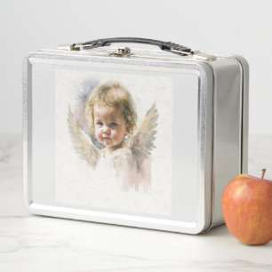 Aquarell süßer Baby-Engel-Aufkleber Metall Brotdose