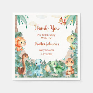 Aquarell Süßer Dinosaurier Junge Baby Shower Serviette