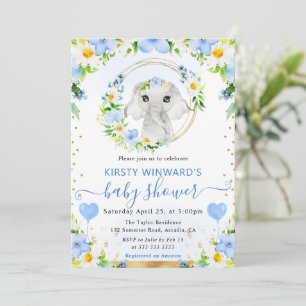 Aquarell Süßer Dschungel Elefant Baby Shower Einladung