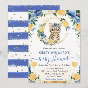 Aquarell Süßer Dschungel Tiger Baby Shower Einladung