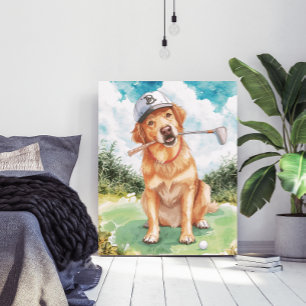 Aquarell Süßer Golden Retriever Golf Poster