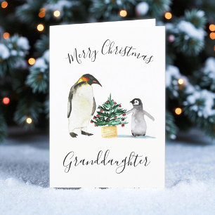 Aquarell Süßer Pinguin Frohe Weihnachten Kinder