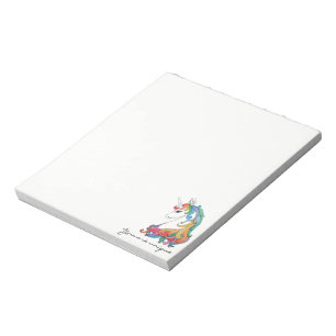 Aquarell süßer Regenbogen Einhorn Notizblock