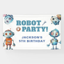 Aquarell Süßer Roboter Geburtstag