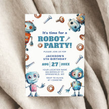 Aquarell Süßer Roboter Kindergeburtstag
