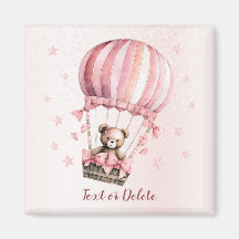Aquarell Süßer Rosa Teddybär Heißluftballon