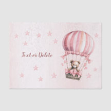 Aquarell Süßer Rosa Teddybär Heißluftballon
