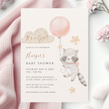 Aquarell Süßer Waschbär Fliegender Ballon Baby Sho