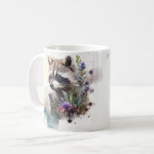 Aquarell Süßer Waschbär Frühlingsblumen Kaffeetasse (Vorderseite Links)