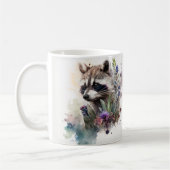 Aquarell Süßer Waschbär Frühlingsblumen Kaffeetasse (Links)