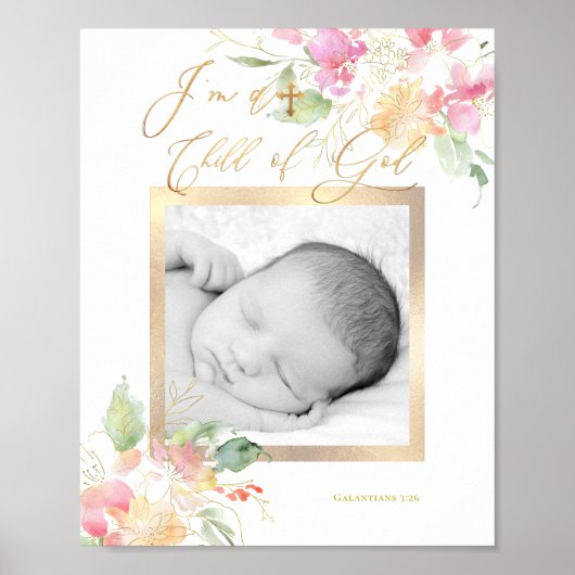 Aquarell Süßerbsen, ich bin ein Kind Gottes Poster (Vorne)