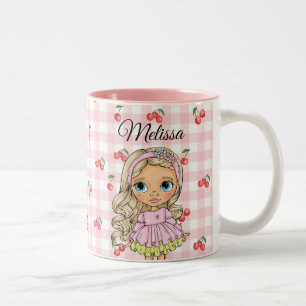 Aquarell Süßes Mädchen Jeder Name Zweifarbig Zweifarbige Tasse