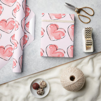 Aquarell Süßes Rosa Herz Geschenkpapier