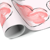 Aquarell Süßes Rosa Herz Geschenkpapier (Rolleneckpunkt)