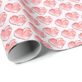 Aquarell Süßes Rosa Herz Geschenkpapier (Rolleneckpunkt)