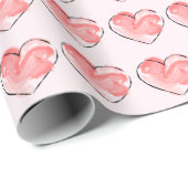 Aquarell Süßes Rosa Herz Geschenkpapier (Rolleneckpunkt)