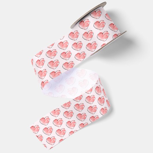 Aquarell Süßes Rosa Herz Satinband (Rückseite)
