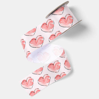 Aquarell Süßes Rosa Herz Satinband