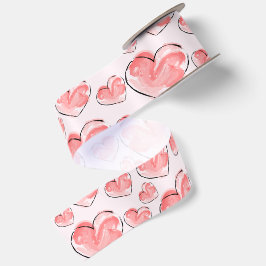 Aquarell Süßes Rosa Herz Satinband
