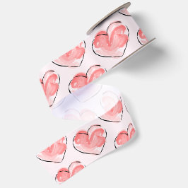 Aquarell Süßes Rosa Herz Satinband