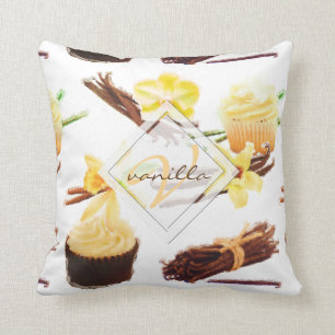 Aquarell-süßes Vanille-Orchideen-Monogramm Kissen