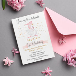 Aquarell Swan Princess 1. Geburtstag Party Einladung