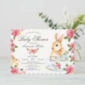 Aquarell Sweet Bunny Baby Dusche Tee Party Einladung (Stehend Vorderseite)