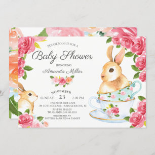 Aquarell Sweet Bunny Baby Dusche Tee Party Einladung