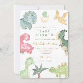 Aquarell Sweet Dinosaurier Baby Dusche Einladung