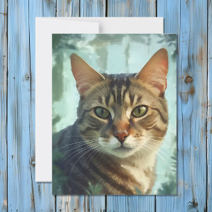 Aquarell Tabby Cat Portrait Feiertagskarte