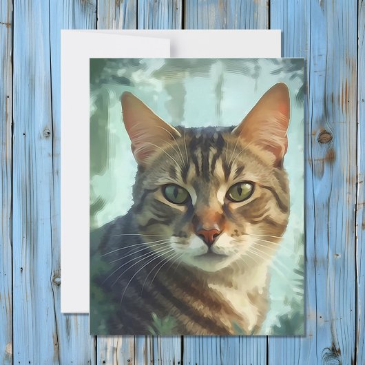 Aquarell Tabby Cat Portrait Feiertagskarte
