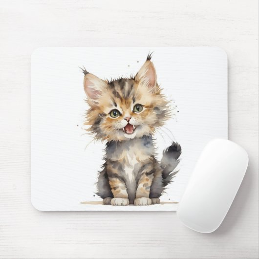 Aquarell-Tabby-Kätzchen Mousepad (Mit Mouse)