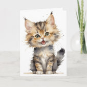Aquarell Tabby Kitten Geburtstag Karte (Vorderseite)