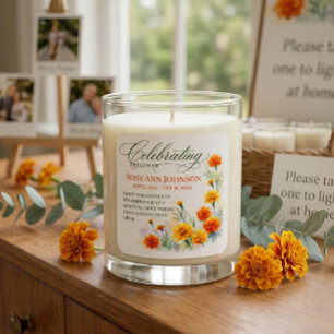 Aquarell-Tagetes-Gedenkkerzen-Etikett-Aufkleber Quadratischer Aufkleber