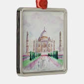 Aquarell Taj Mahal Silbernes Ornament (Rechts)