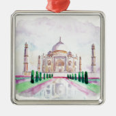 Aquarell Taj Mahal Silbernes Ornament (Vorne)