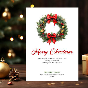 Aquarell-Tannen-Kranz Weihnachtsgruß Digital Feiertagskarte
