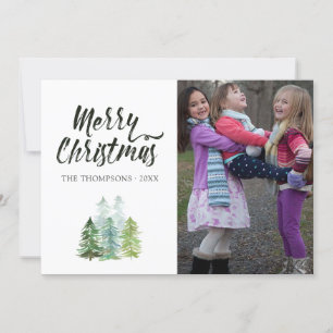 Aquarell-Tannen-Weihnachtsfoto Feiertagskarte
