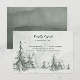 Aquarell-Tannen Winterhochzeit RSVP Karte