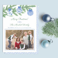 Aquarell-Tannenbaum Blau Weiße Weihnachtsbaumkugel