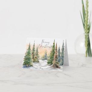 Aquarell-Tannenbäume Frohe Weihnachten