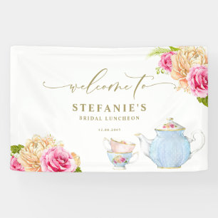 Aquarell-Tassencup-Floral-Braut-Lunch-Teeparty Banner