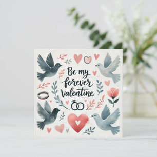 Aquarell-Tauben und Herz-Design – Sei mein für imm Feiertagskarte