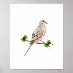 Aquarell-Tauben-Vogel-Malerei Poster