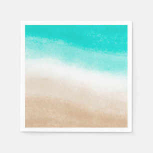 Aquarell Teal & Tan Elegante Strandhochzeit Serviette