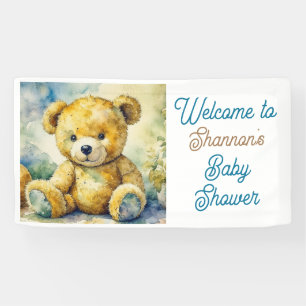 Aquarell Teddy Bear Baby Dusche Willkommen Banner